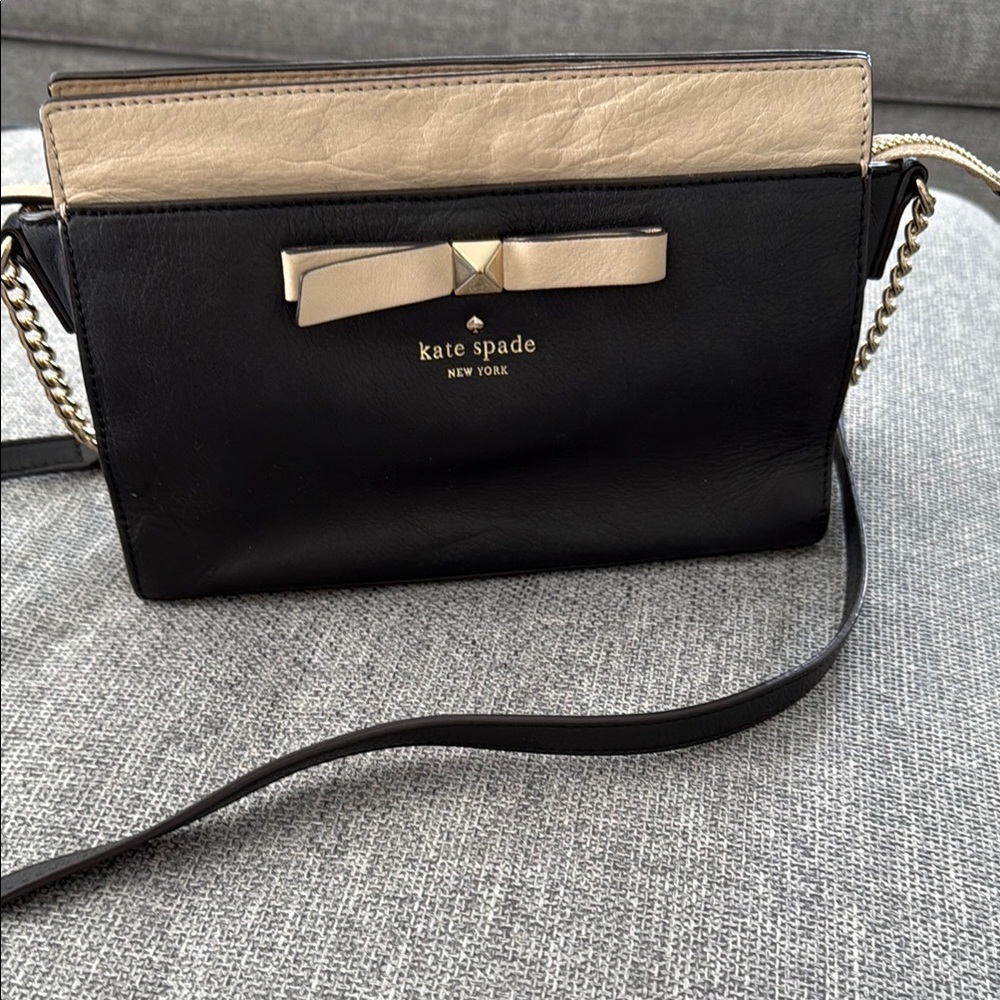 Kate Spade Black and Tan Crossbody Bag with Minimalist Design